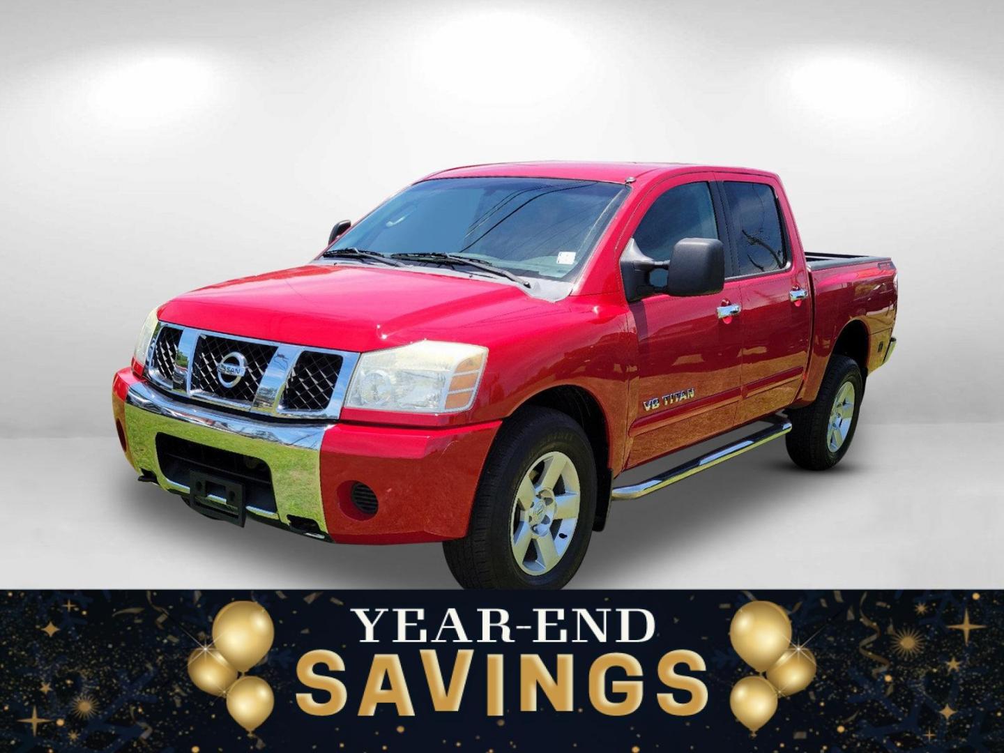 2006 Red Nissan Titan (1N6BA07BX6N) with an Gas/Ethanol V8 5.6L/339 engine, 5-Speed Automatic w/OD transmission, located at 7000 Northlake Connector, Columbus, GA, 31904, (706) 987-8085, 32.524975, -84.978134 - 2006 Nissan Titan - Photo#0