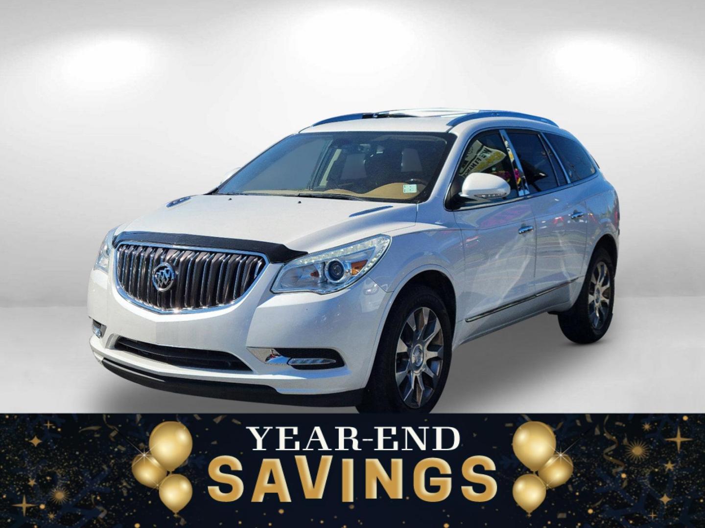 2017 White Frost Tricoat /Choccachino Buick Enclave Leather (5GAKRBKD2HJ) with an Gas V6 3.6L/217 engine, 6-Speed Automatic transmission, located at 1430 Gateway Drive, Opelika, AL, 36801, (334) 239-0944, 32.637871, -85.409790 - 2017 Buick Enclave Leather - Photo#0