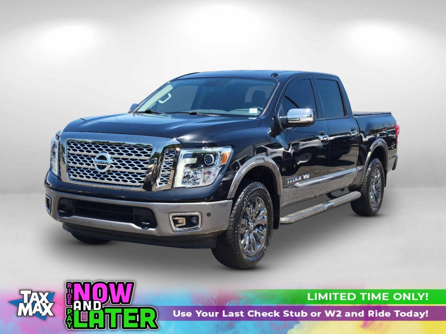 2018 Magnetic Black /Black/Brown Nissan Titan Platinum Reserve (1N6AA1E58JN) with an Regular Unleaded V-8 5.6 L/339 engine, 7-Speed Automatic w/OD transmission, located at 7000 Northlake Connector, Columbus, GA, 31904, (706) 987-8085, 32.524975, -84.978134 - 2018 Nissan Titan Platinum Reserve - Photo#0