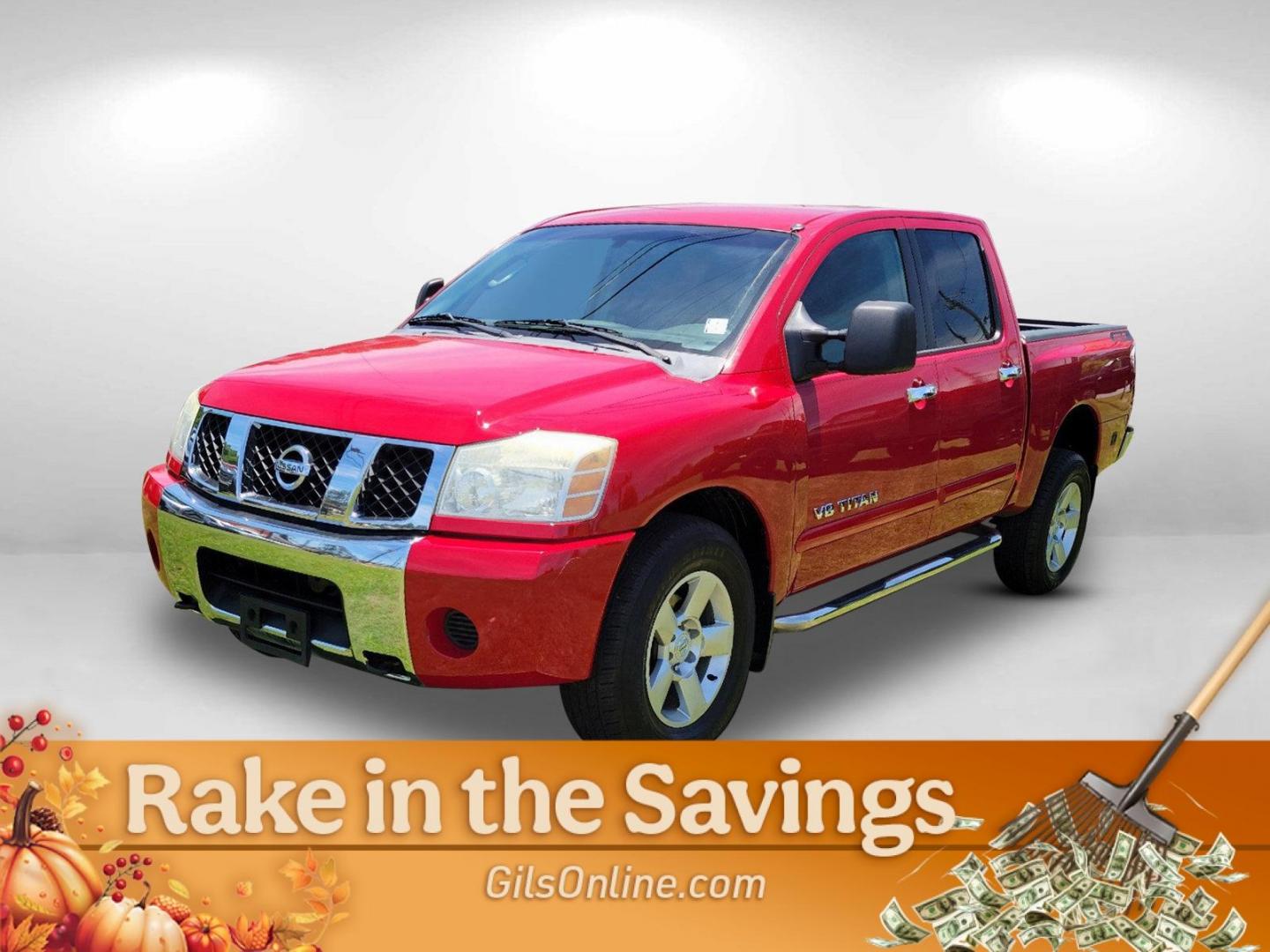 2006 Red Nissan Titan (1N6BA07BX6N) with an Gas/Ethanol V8 5.6L/339 engine, 5-Speed Automatic w/OD transmission, located at 5115 14th Ave., Columbus, GA, 31904, (706) 323-0345, 32.511494, -84.971046 - 2006 Nissan Titan - Photo#0